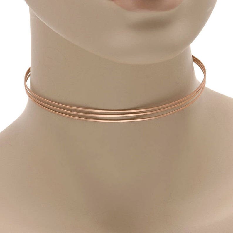 Multi Rose Gold Collar Choker, Multi Gold Neck Collar, Gold Choker, Minimal Choker, Cuff Necklace, Gold Wire Necklace, Birthday gift image 2