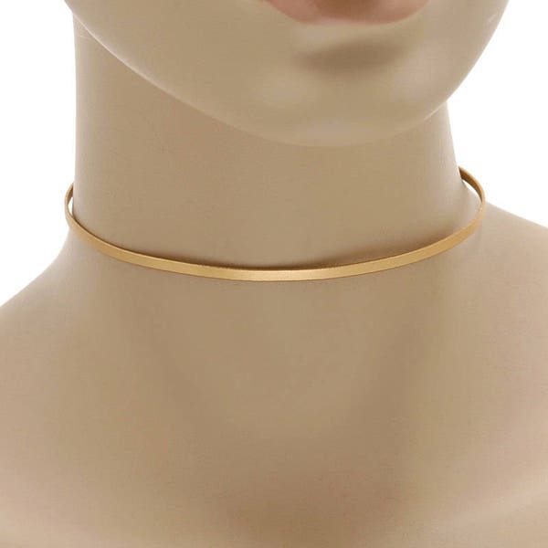 Rose Gold Neck Ring, Gold Choker, Choker Necklace, Gold Neck Collar, Minimal Choker, Cuff Necklace, Gold Wire Necklace, Birthday gift