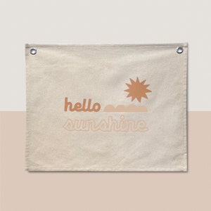 Natural Cotton Canvas Banner Flag | Nursery Baby Decor | Kids Wall Hanging | Grommets | Printed Wall Hanging | Playroom | Eco Friendly