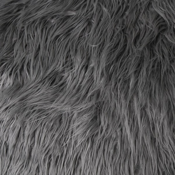 Luxury Faux Fur Fabric - Long Pile - Charcoal Grey - Select Size - Free Shipping - Cos Play - Craft - Doll and Bear Making