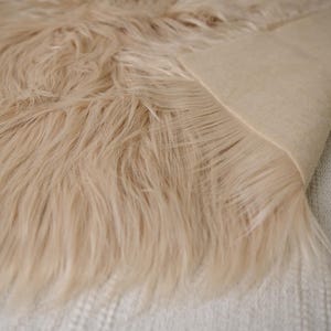 Luxury Faux Fur Fabric - Long Pile - Beige - 50x75cm - Free Shipping - Cos Play - Craft - Doll and Bear Making | 2nd - fold marks