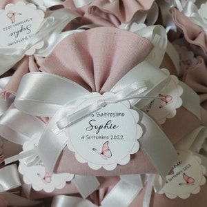 20 o quantità MAGGIORI Sacchettini Rosa  COTONE - Bomboniere - Confetti - Porta confetti - Confettata - Sacchetti - Bustine