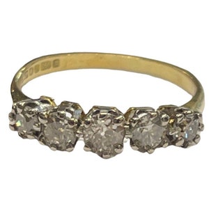 18ct Yellow Gold 5 Stone Diamond Ring Size L