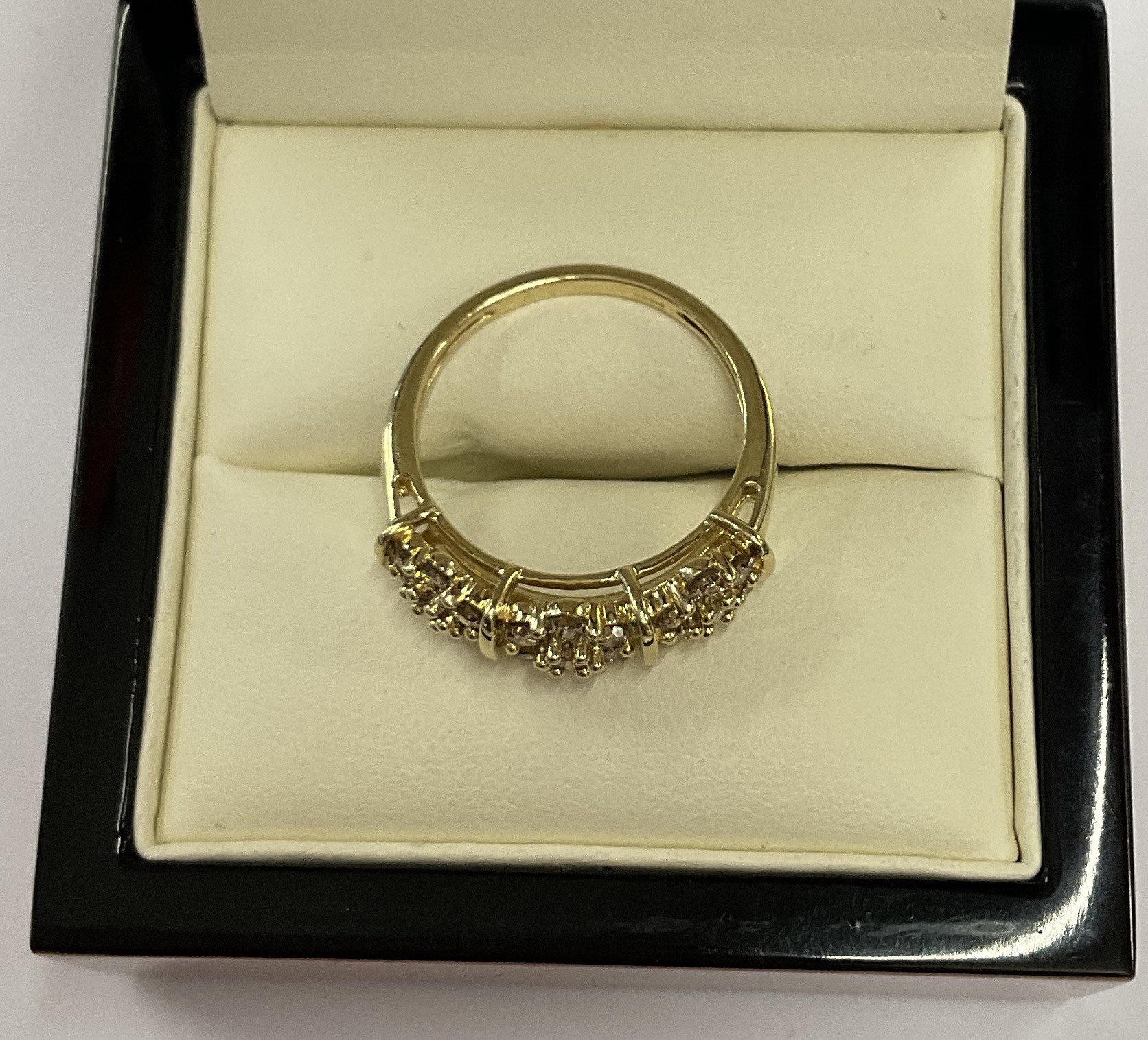 9ct Yellow Gold Champagne Diamond Ring Size Q Etsy