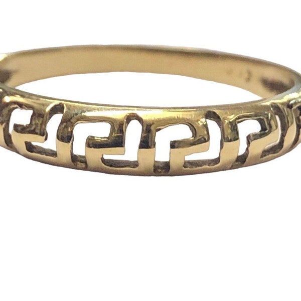 14ct Yellow Gold Greek Key Style Ring Size M