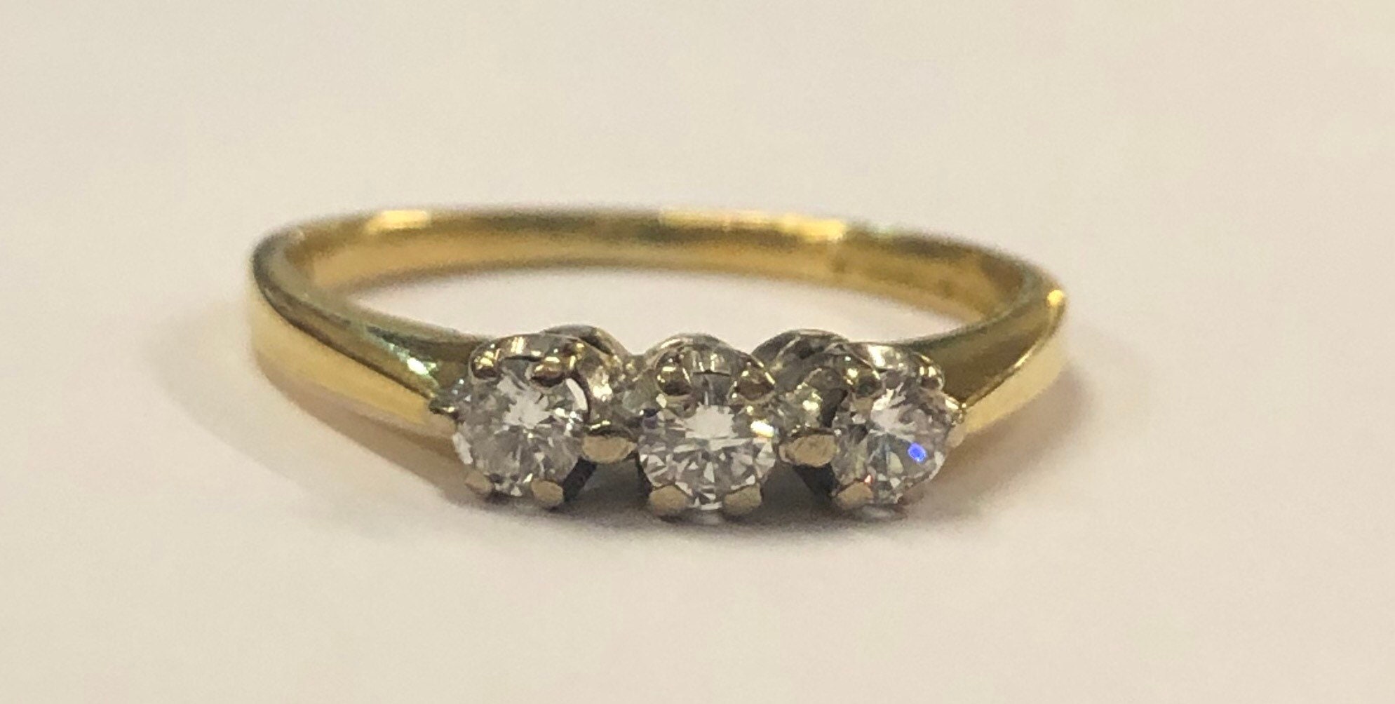 18ct Yellow Gold 3 Stone Diamond Ring Size K Etsy UK