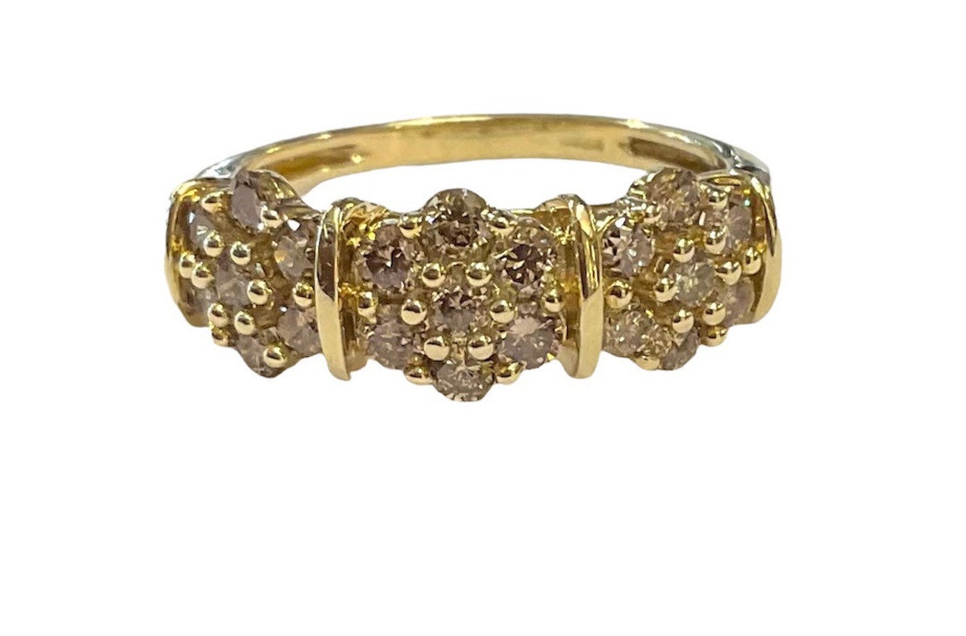 9ct Yellow Gold Champagne Diamond Ring Size Q Etsy