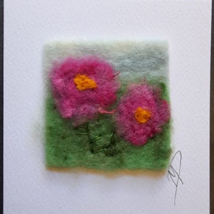 Cartão de felicitações em tecido Full Bloom, cartão de felicitações em feltro e costura, cartão de arte em tecido, cartão de felicitações em branco, cartão para qualquer ocasião