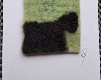Black Sheep textile greeting card, felt and stitch greeting card, textile art card, blank inside greeting card, any occasion card