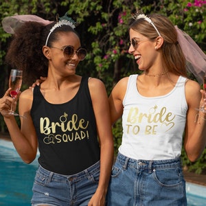 Hen Party Vest Top BRIDE SQUAD Metallic Print image 2