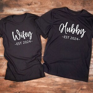 Hubby Wifey Mr & Mrs Unisex Honeymoon Just Married T shirts