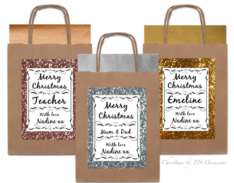 HEN PARTY BAG SILVER GLITTER EFFECT PERSONALISED BLACK EMPTY WITH TISSUE PAPER