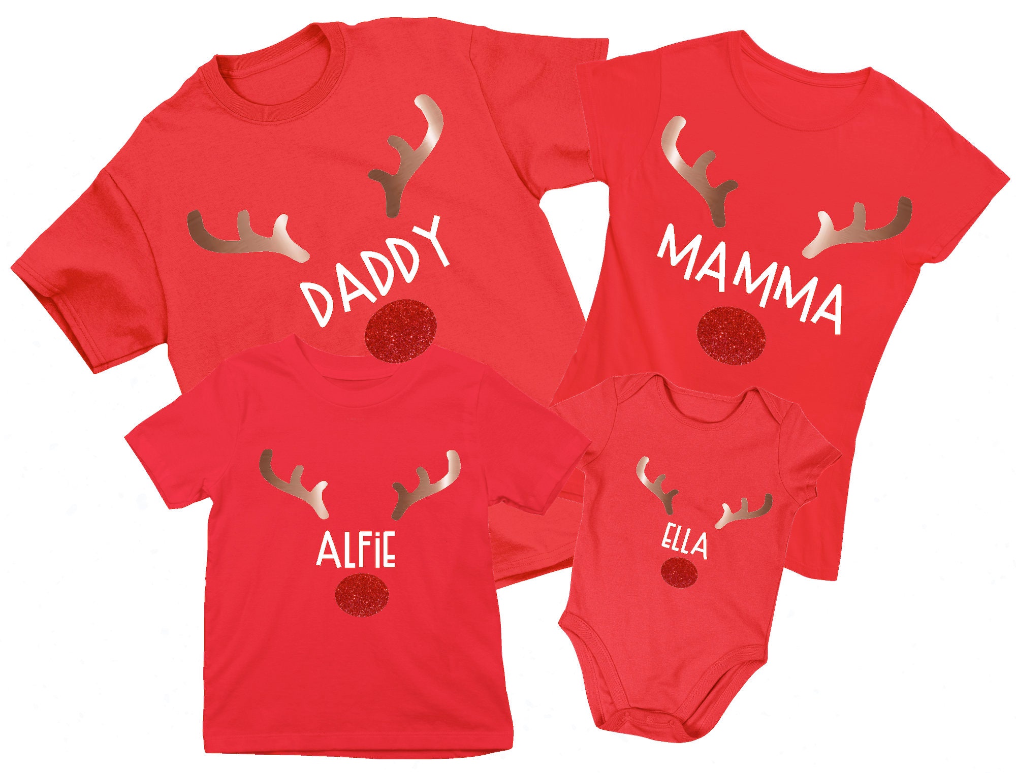 Family Matching Christmas Tshirt Personalised Festive Red Etsy