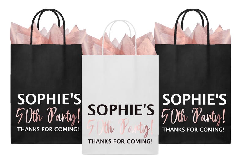 Birthday Party Gift Bags Gold, Silver, Copper, or Rose Gold Print ...