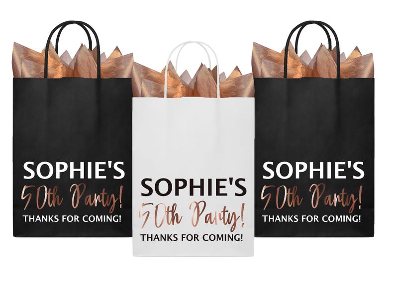 Birthday Party Gift Bags Gold, Silver, Copper, or Rose Gold Print ...