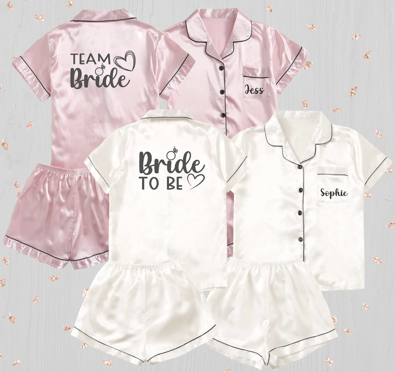 Personalised HEN PARTY Pyjama Satin Short 2pc Set Lounge Wear Etsy UK