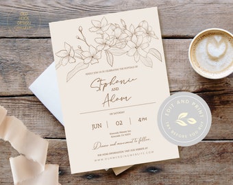 Sampaguita Flower Wedding Invitation | Printable Invite | Bohemian Wedding Invitation | Rustic | Template | Digital Download | E-card