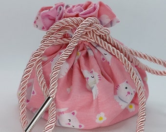 Pink with white kittens dice bag large holds 12 or more sets  Dice gremlin gift. Dungeons and Dragons  DnD  TTRPG kittens cats     171