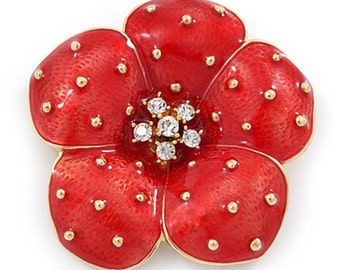 Stunning metal poppy brooch broach pin Remembrance Royal British Legion flower red with free lapel pin and 3 x saver protector