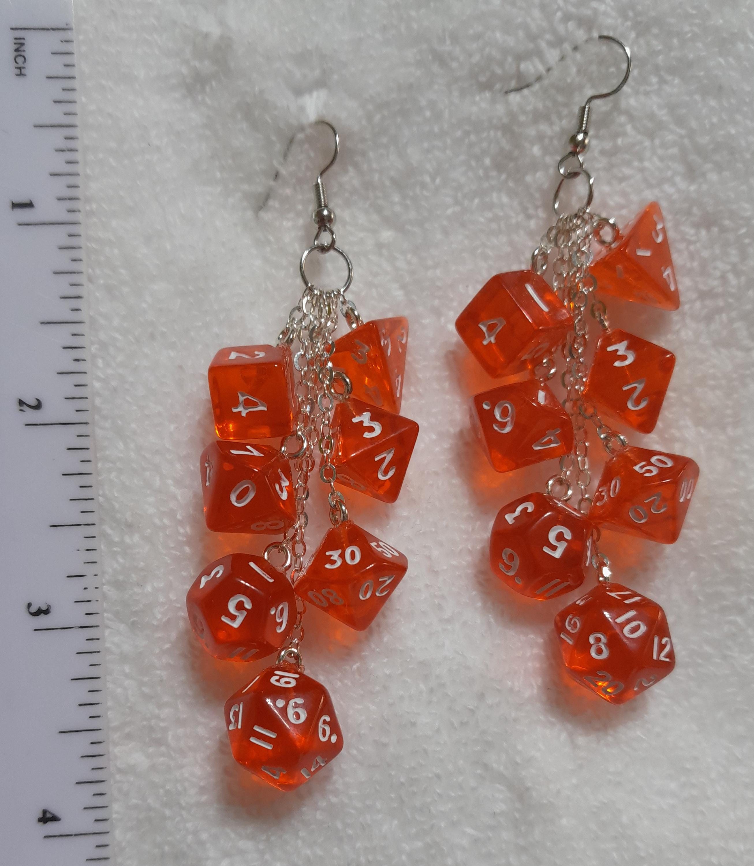 DND ミニダイス 透明レッド ピアス D4 D6 D8 D10 D12 D20 オタク 