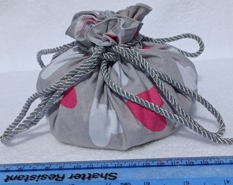 Hearts dice bag large holds 12 or more sets  Dice gremlin gift. Dungeons and Dragons  DnD  TTRPG  grey pink white  5