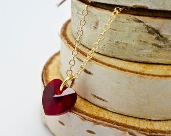 Swarovski Red Heart Pendant Necklace for Daughter's Birthday, Red Heart Crystal Pendant for Women, Birthday Gift for Wife, For Girlfriend