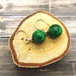 Green Jade Drop Earrings For Women, Gemstone Earrings with Gold Filled Hooks, Gift for Mom, Jade Jewelry For Wife, Birthday Gift for Sister