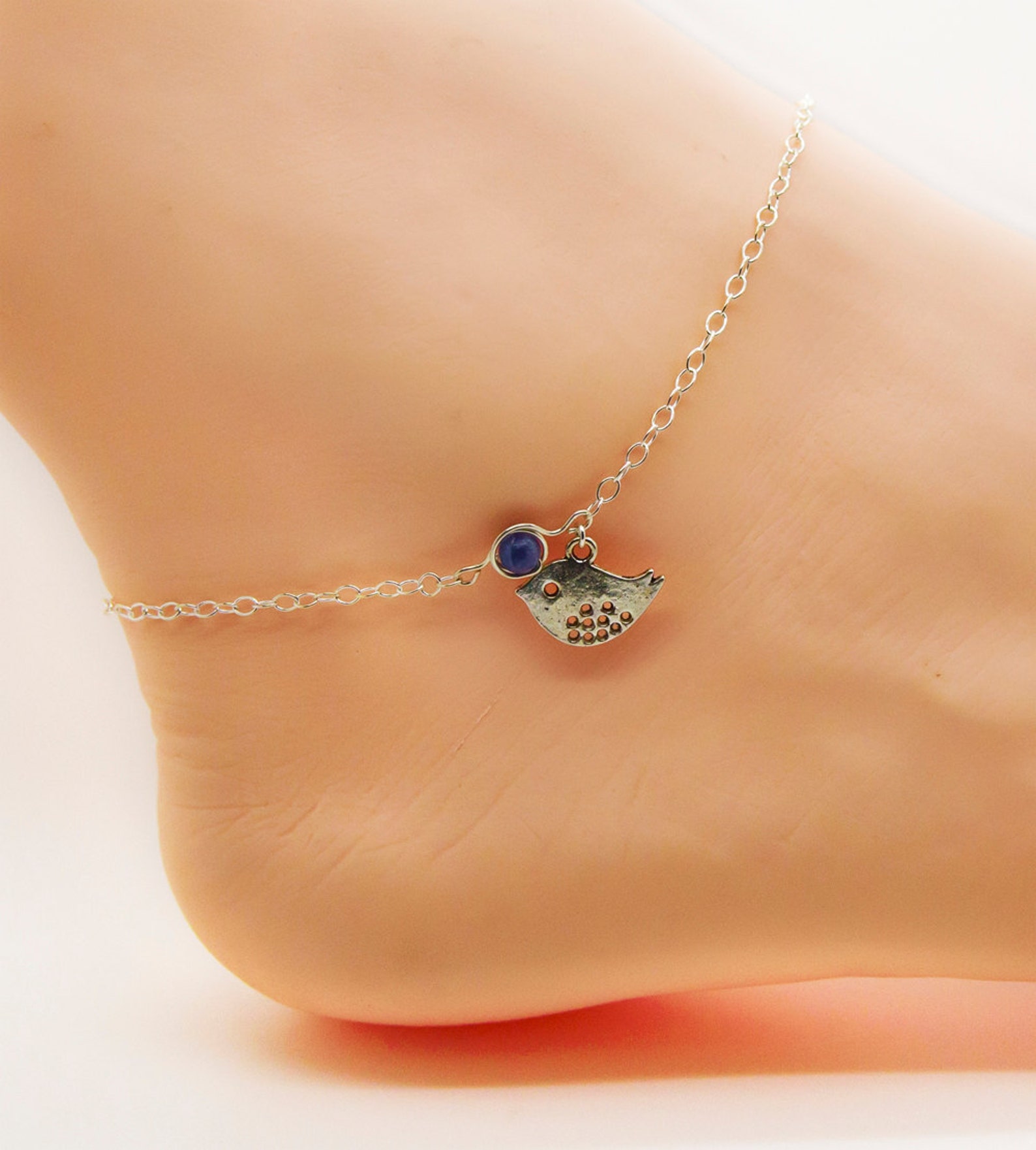 Bird Anklet Bracelet, Silver Plus Size Anklet Bracelet, Body Jewelry