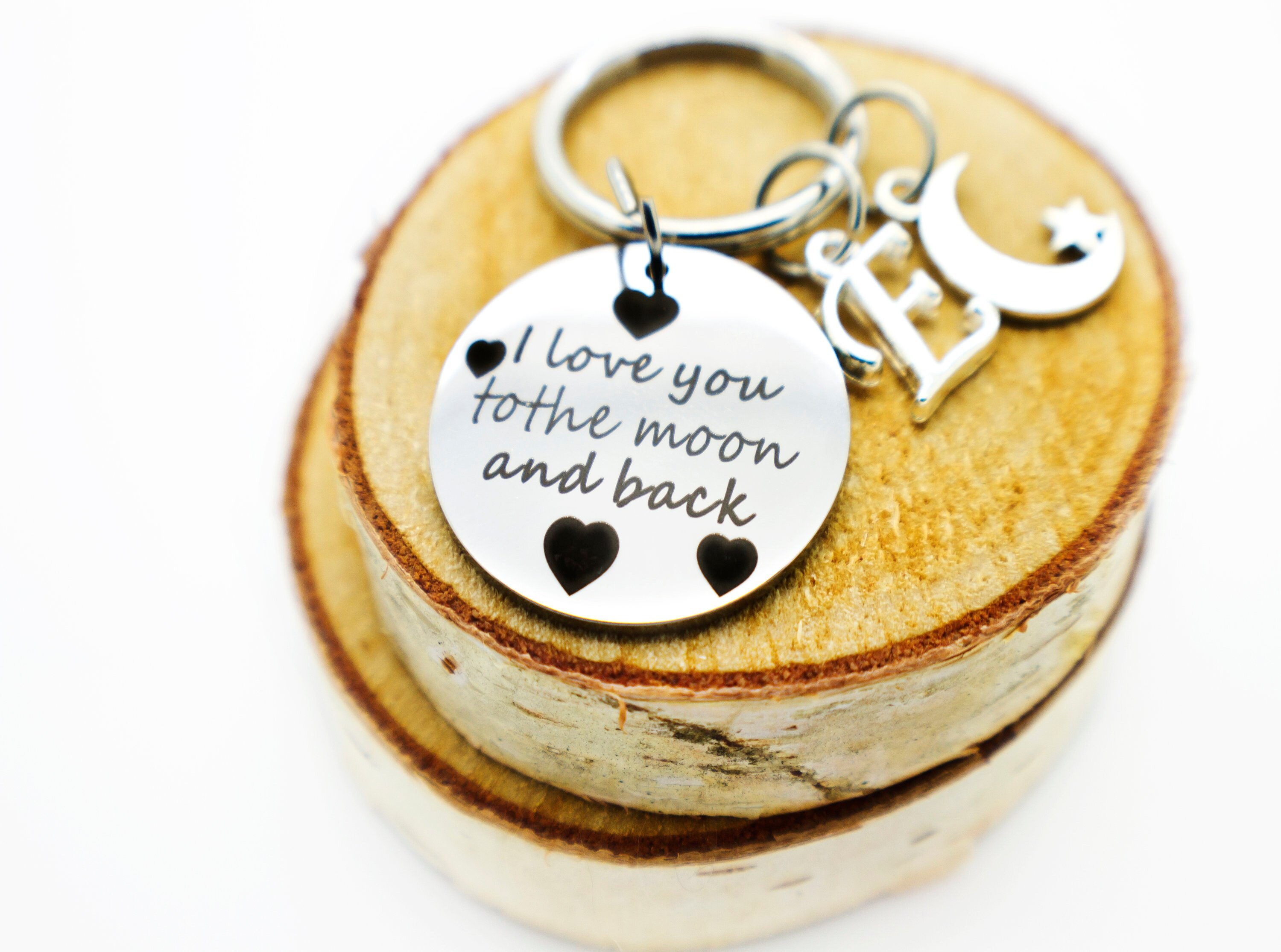I Love You to the Moon and Back Keychain, Christmas Gift for Wife ...