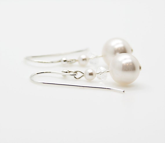 Pearl Bridal Jewelry for Beach Wedding Pearl Dangle Earrings - Etsy