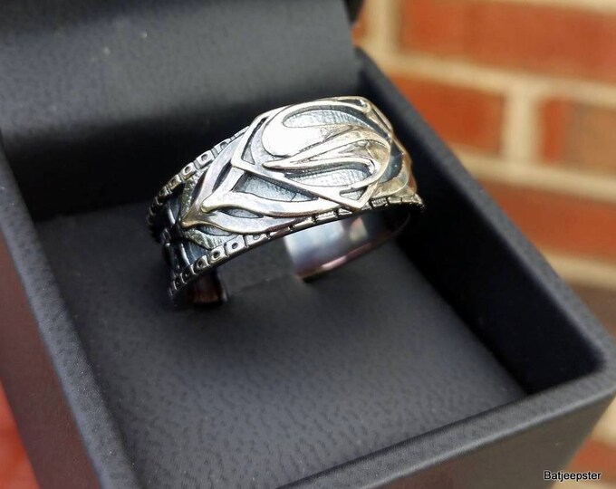 CUSTOM ART Man of Steel Armor Inspired Superman Ring