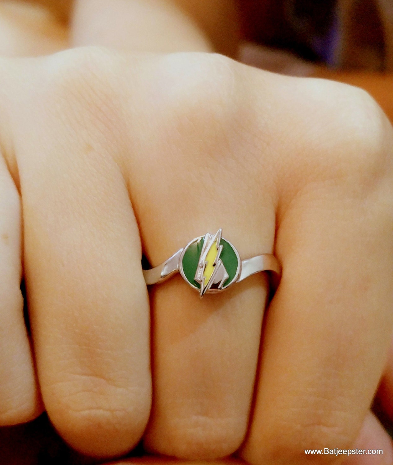 Ladies Custom Surgical Steel Flash and Green Arrow Inspired Ring