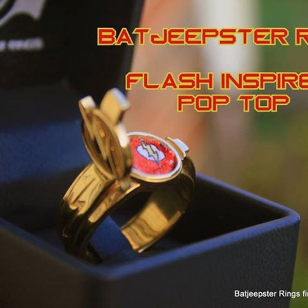 Custom POP Top Flash / Arrow T.V. Inspired  Flash Ring Gold Plated Silver