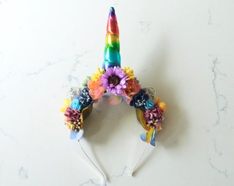 Bright Rainbow Unicorn Flower Crown