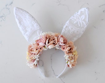 Pink Toned Easter Bunny Flower Crown