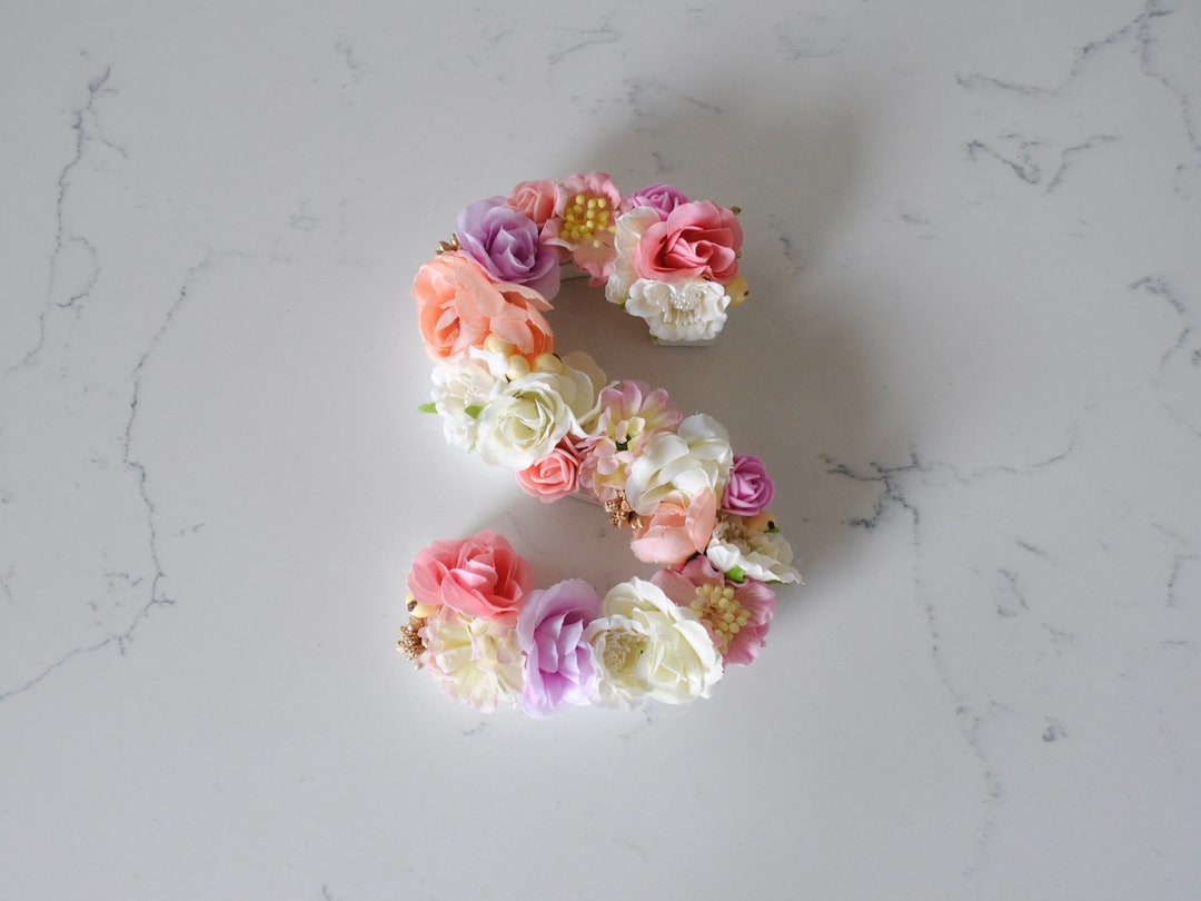 Floral Initial Letter S | 18cm | Pink, Purple & Cream - Etsy