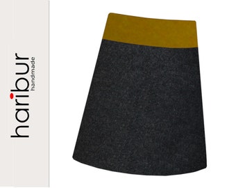 Wool skirt winter skirt anthracite/yellow