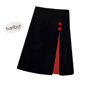 Faltenrock Baumwolle Pünktchen / Jerseybund von ca 12cm Höhe / Rockfarbe schwarz / von XS bis XXL / haribur zdjęcie 1