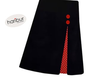 Pleated skirt cotton dots / jersey waistband approx. 12 cm high / skirt color black / from XS to XXL / haribur