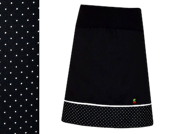 black rockabilly skirt with dots & cherry