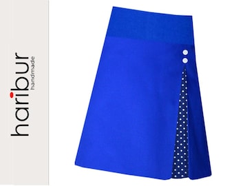 Skirt pleated skirt retro style hip skirt royal blue