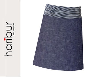 Denim skirt stripes / waist height approx. 22 cm / color blue-white / from XS to XXL / haribur