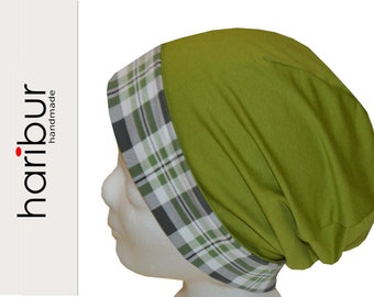 Reversible dream beanie, green, checked