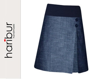 Denim skirt, pleated skirt, haribur, uni