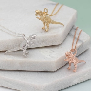 Silver or Gold T Rex Dinosaur Necklace • Animal Jewellery