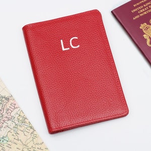Luxury Leather Embossed Large Initial Passport Holder • Travel Accessories •