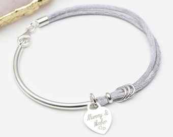 Personalised Silk & Silver Bangle