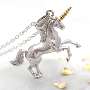 Personalised Gold Plated & Silver Unicorn Necklace