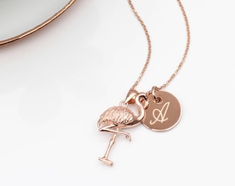 Personalised 18ct Rose Gold Plated Flamingo Necklace