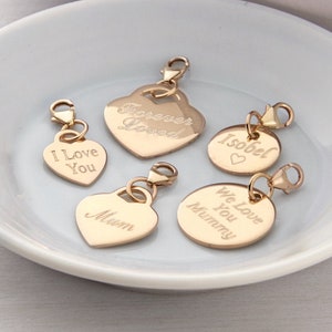 Personalised 18ct Yellow Gold Plated Heart & Disc Charms